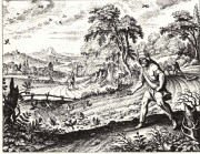 Illustratie bij 'De parabel van de zaaier' van Matthäus Merian. Bron: Brood. Boer, bakker, molenaar.