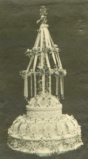 Bruidstaart van rond 1900, collectie Nederlands Bakkerijmuseum.
